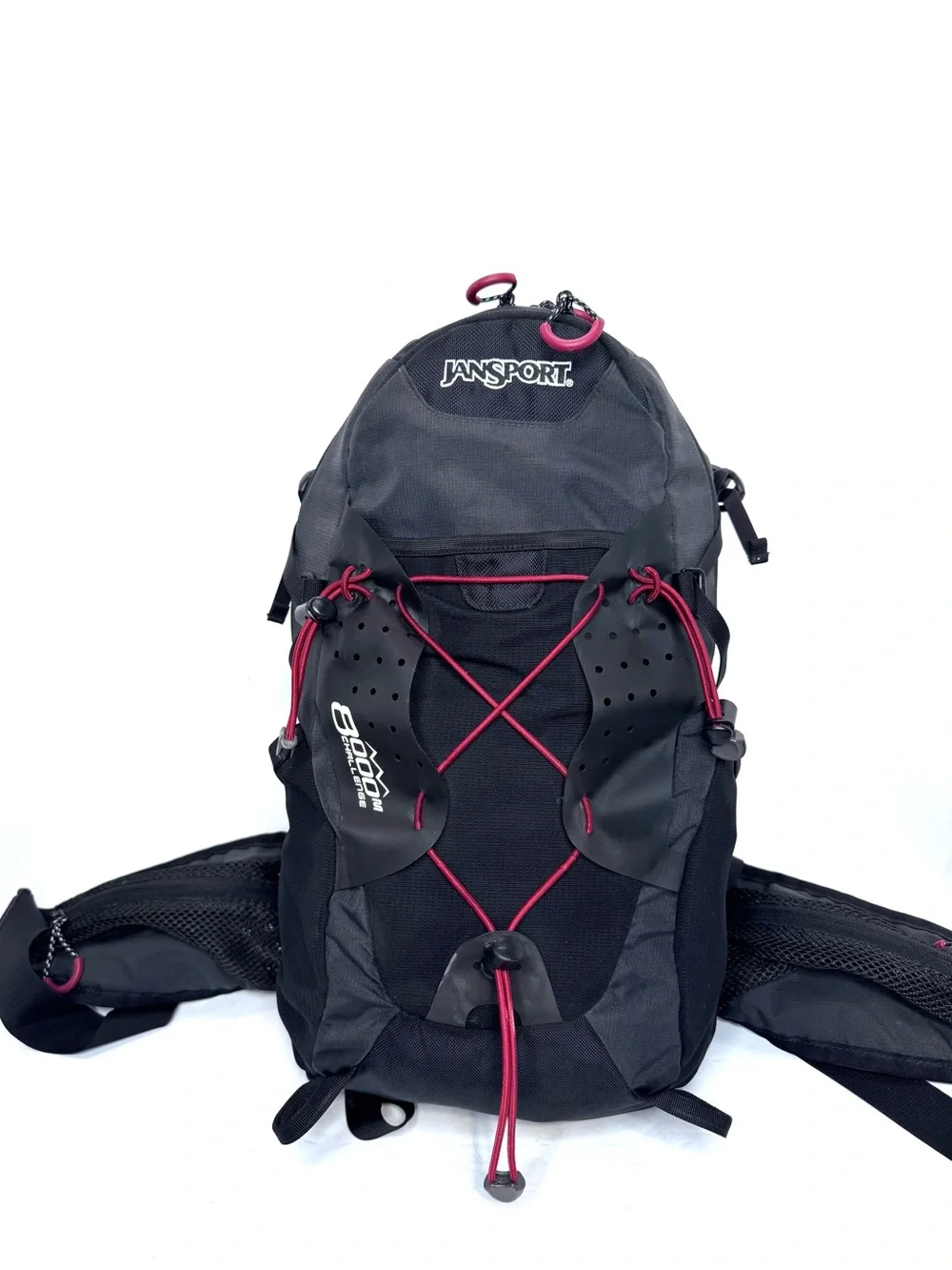 JanSport 8000M Challenge Technical Hiking Backpack Black Red Daypack